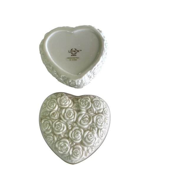 Lenox Rose Heart Trinket Porcelain Box W/ 24K Gold Trim - Picture 1 of 9